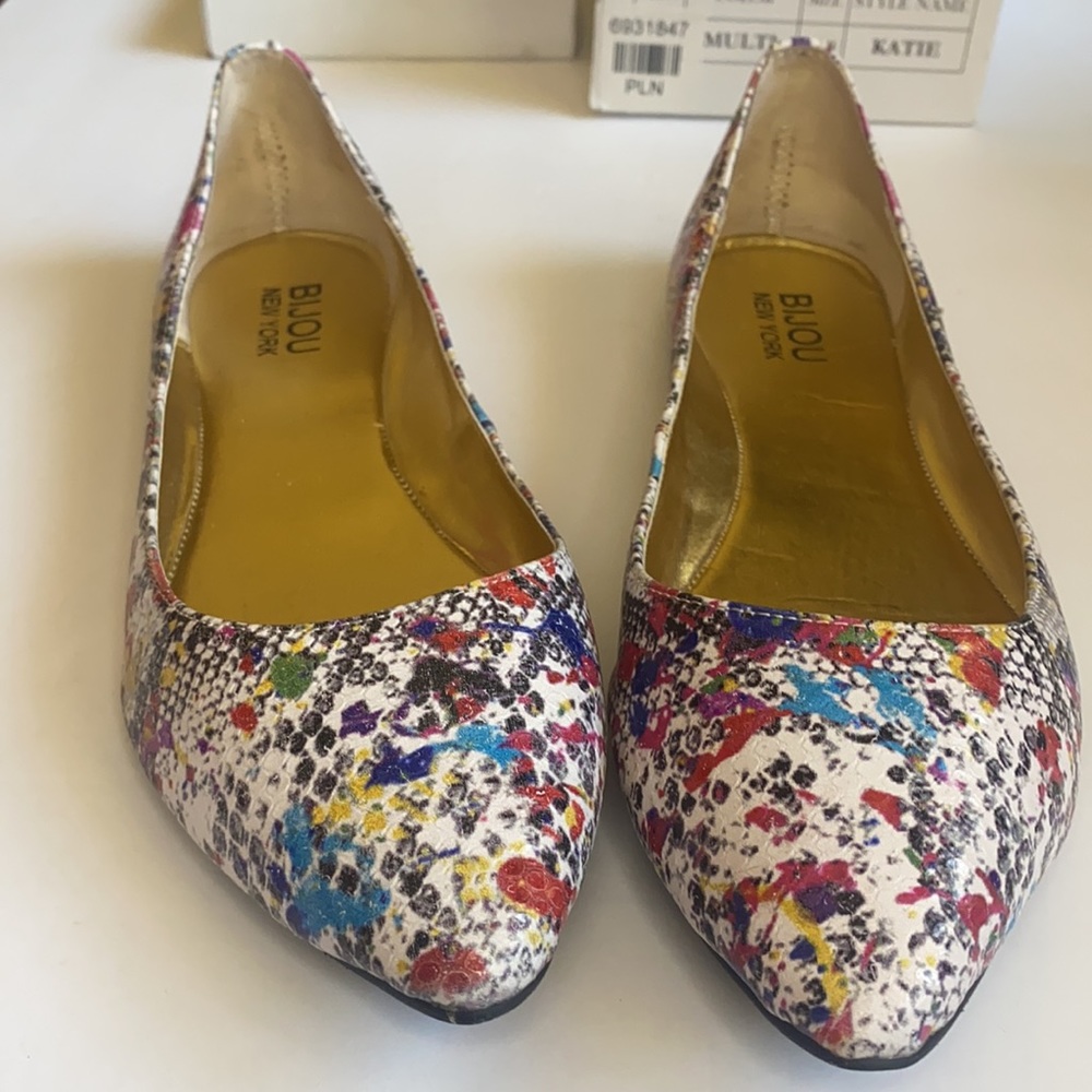 Bijou Multi-Colored Faux Snake Styled Flats